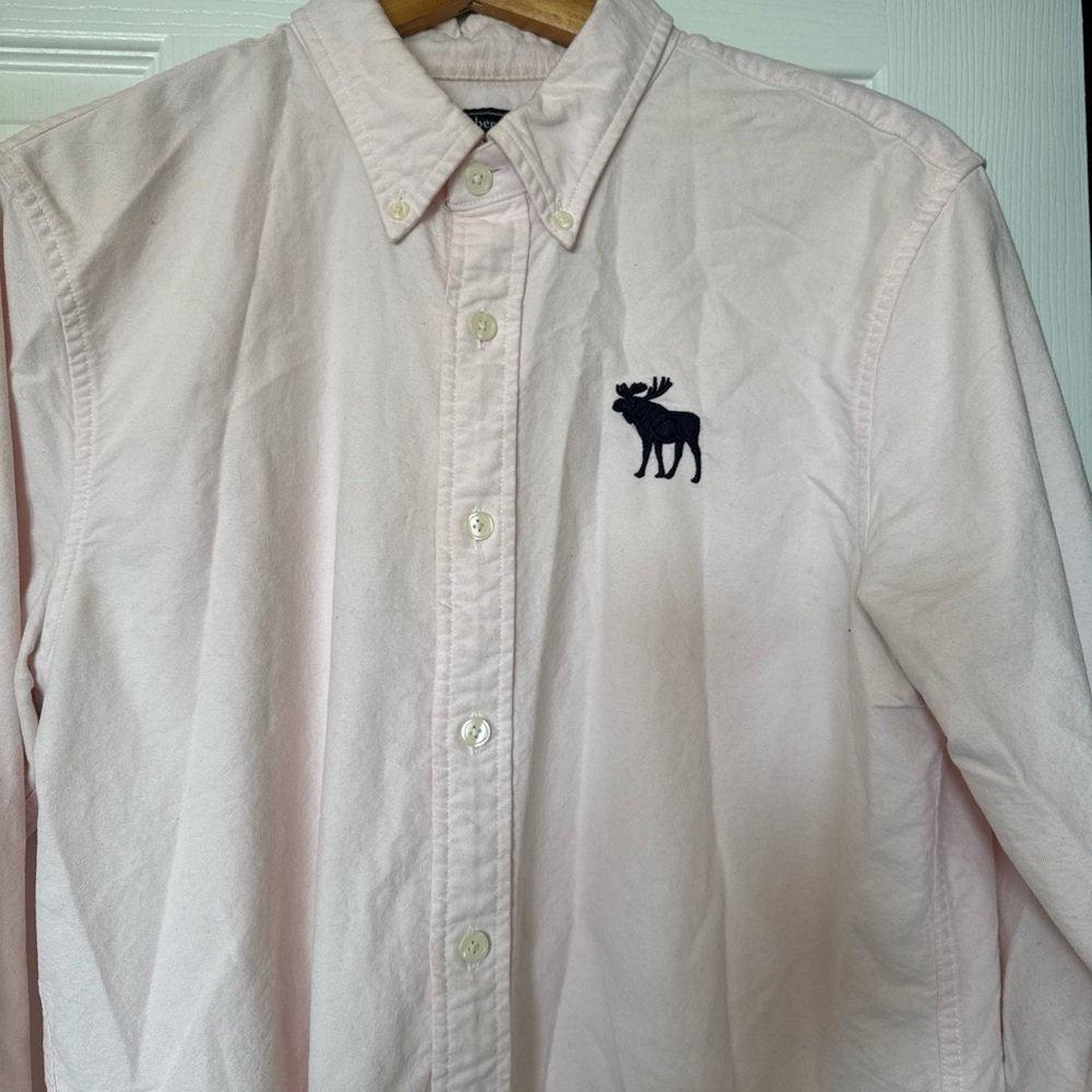 Abercrombie & Fitch Mens Polo Shirt M Pink Long Sleeve Moose Muscle Thermal Knit - Picture 3 of 7